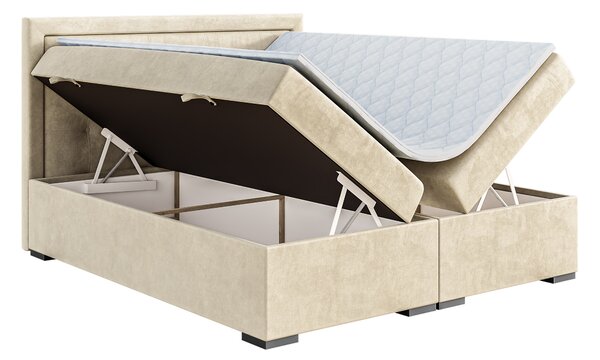 Jednolůžková boxspring postel 120 cm Veronica (krémová) (s matrací a úl. prostorem)