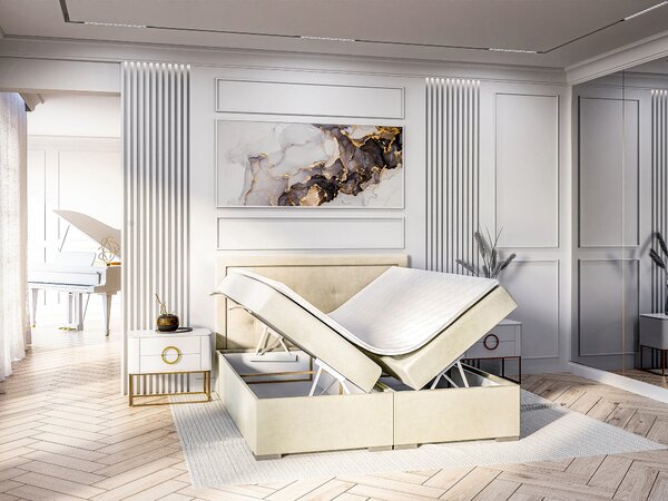 Jednolůžková boxspring postel 120 cm Veronica (krémová) (s matrací a úl. prostorem)