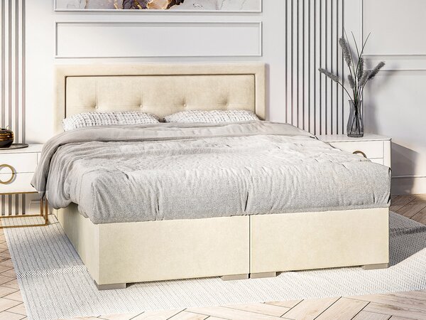 Jednolůžková boxspring postel 120 cm Veronica (krémová) (s matrací a úl. prostorem)