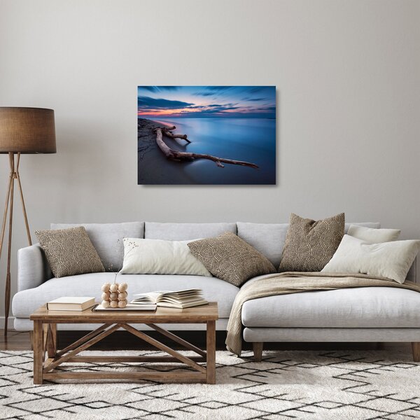 Skleněný obraz pláže při západu slunce (70x50 cm)