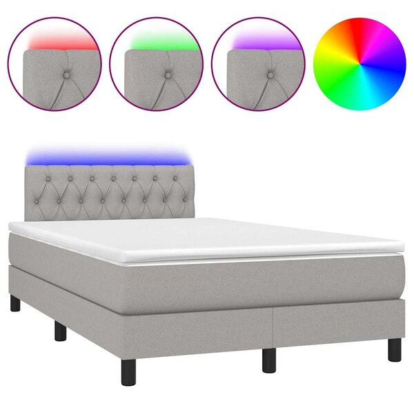Box spring postel s matrací a LED světle šedá 120x200 cm textil 3133381