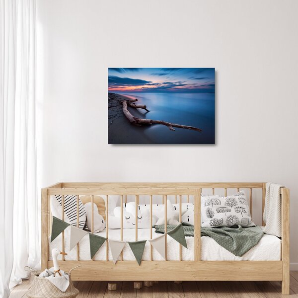 Skleněný obraz pláže při západu slunce (70x50 cm)