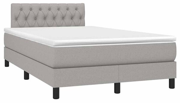 Box spring postel s matrací a LED světle šedá 120x200 cm textil 3133381