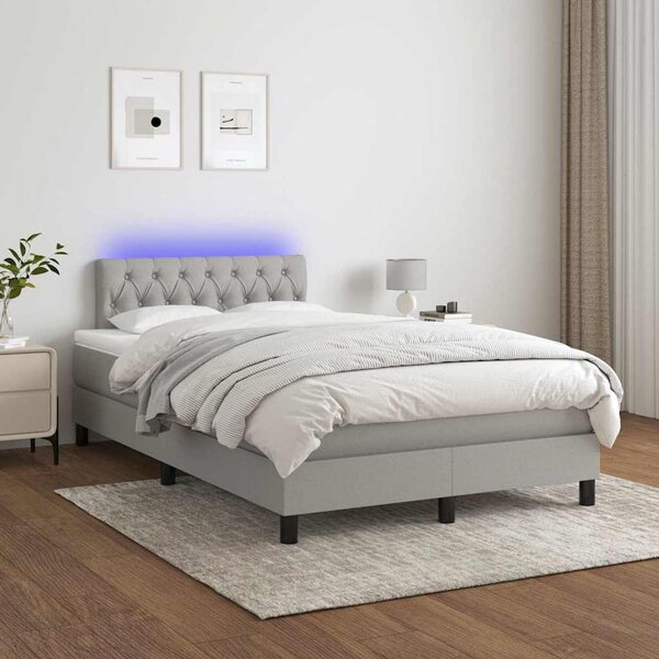 Box spring postel s matrací a LED světle šedá 120x200 cm textil 3133381