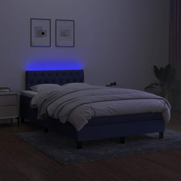 Box spring postel s matrací a LED modrá 120 x 200 cm textil 3133387
