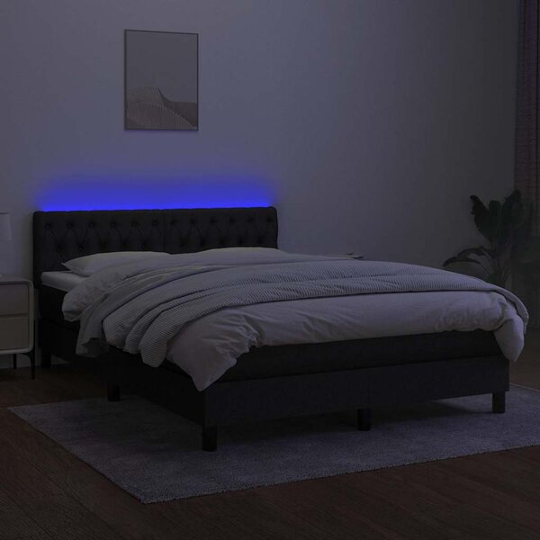 Box spring postel s matrací a LED černá 140x190 cm textil 3133391