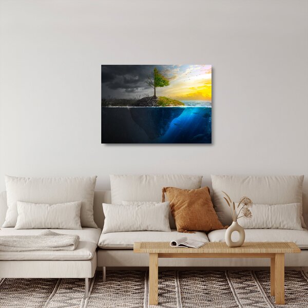 Skleněný obraz znázorňující dvě strany (70x50 cm)