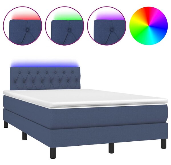 Box spring postel s matrací a LED modrá 120 x 200 cm textil 3133387