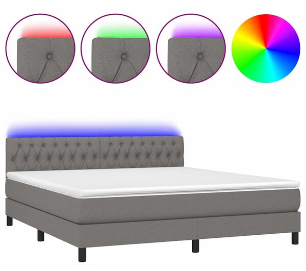 Box spring postel s matrací a LED tmavě šedá 160x200 cm textil 3133406