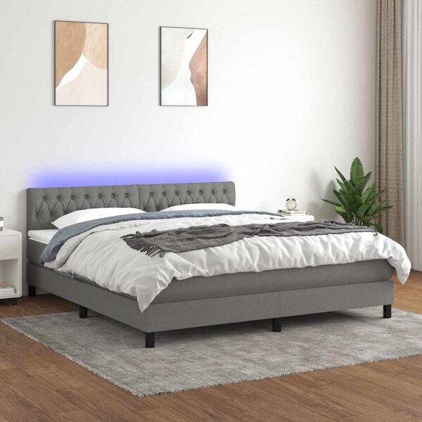 Box spring postel s matrací a LED tmavě šedá 160x200 cm textil 3133406