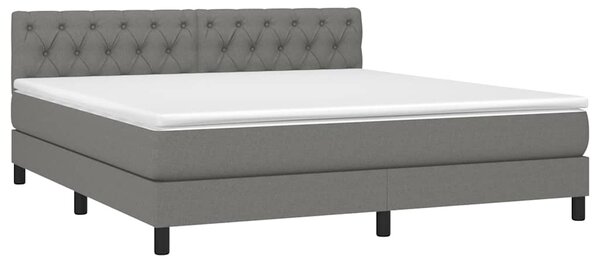 Box spring postel s matrací a LED tmavě šedá 160x200 cm textil 3133406
