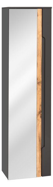 Comad Koupelnová závěsná skříňka se zrcadlem vysoká Galaxy 802 1D šedý grafit/dub votan