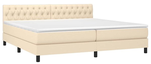 Box spring postel s matrací a LED krémová 200x200 cm textil 3133426