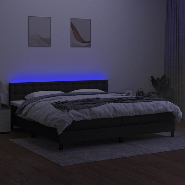 Box spring postel s matrací a LED černá 200x200 cm textil 3133503