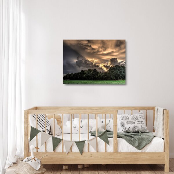 Skleněný obraz mračen a lesa (70x50 cm)