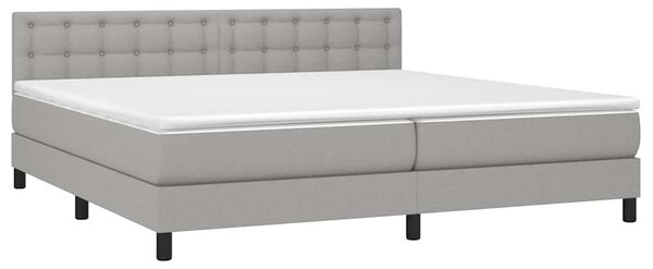 Box spring postel s matrací a LED světle šedá 200x200 cm textil 3133501