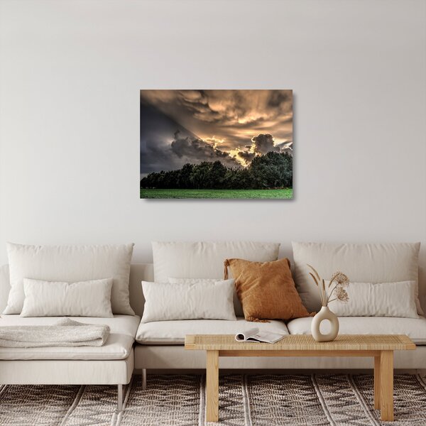 Skleněný obraz mračen a lesa (70x50 cm)