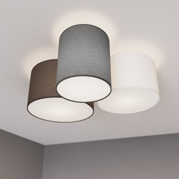 Stropní Lampa Lindby, Laurenz, stmívatelné, Šedá, Obývací pokoj, Tkanina / Textil, Moderní