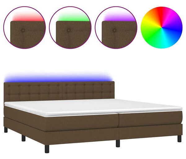 Box spring postel s matrací a LED tmavě hnědá 200x200 cm textil 3133504