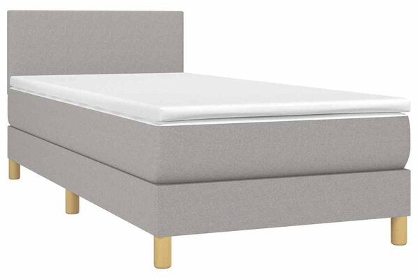 Box spring postel s matrací a LED světle šedá 80x200 cm textil 3133509