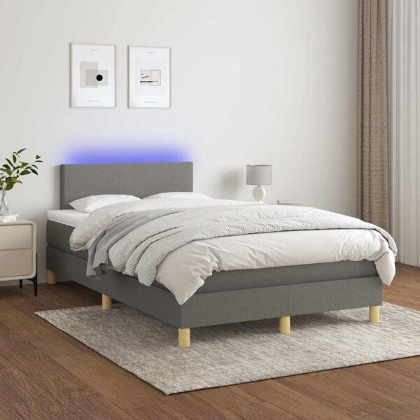 Box spring postel s matrací a LED tmavě šedá 120x200 cm textil 3133542