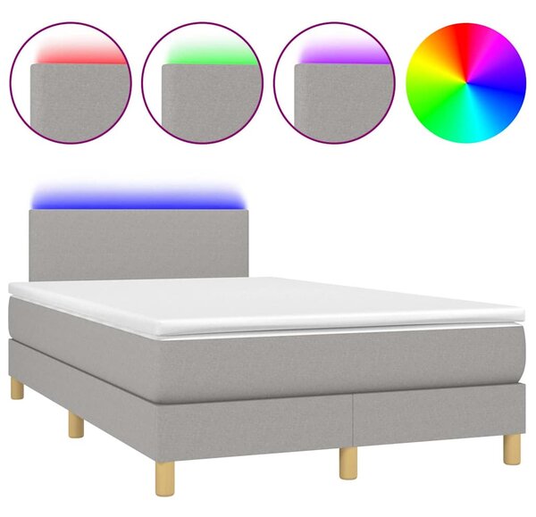 Box spring postel s matrací a LED světle šedá 120x200 cm textil 3133541