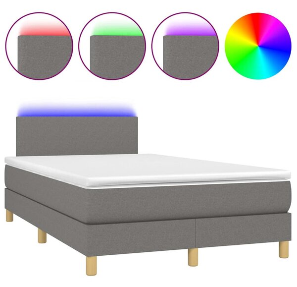 Box spring postel s matrací a LED tmavě šedá 120x200 cm textil 3133542