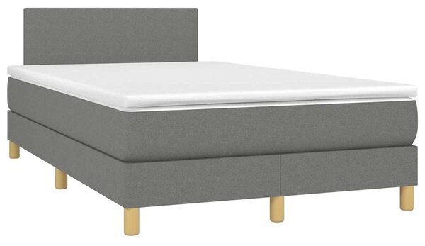 Box spring postel s matrací a LED tmavě šedá 120x200 cm textil 3133542