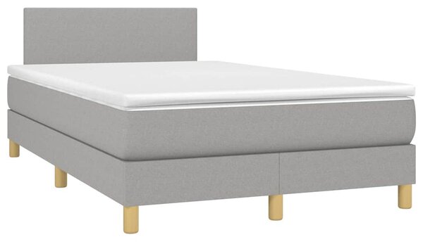 Box spring postel s matrací a LED světle šedá 120x200 cm textil 3133541