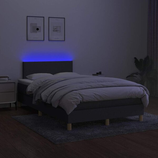 Box spring postel s matrací a LED tmavě šedá 120x200 cm textil 3133542