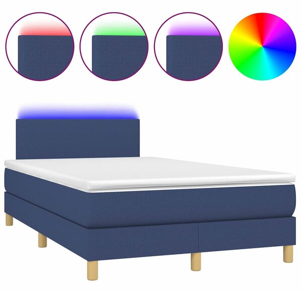 Box spring postel s matrací a LED modrá 120 x 200 cm textil 3133547