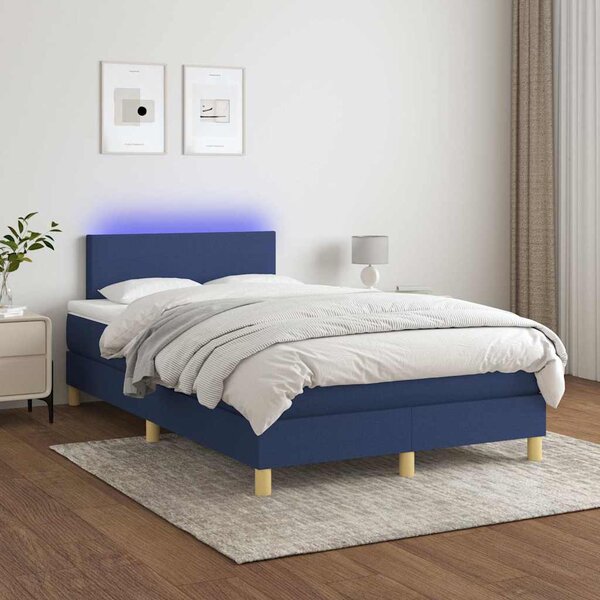 Box spring postel s matrací a LED modrá 120 x 200 cm textil 3133547