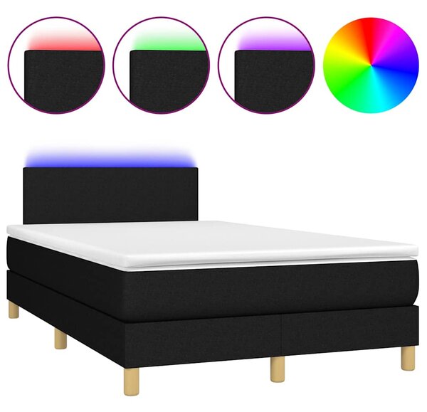 Box spring postel s matrací a LED černá 120 x 200 cm textil 3133783