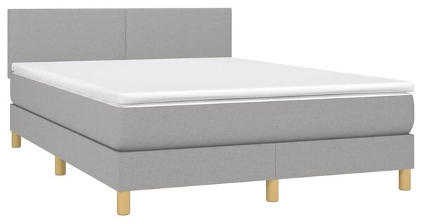 Box spring postel s matrací a LED světle šedá 140x190 cm textil 3133549