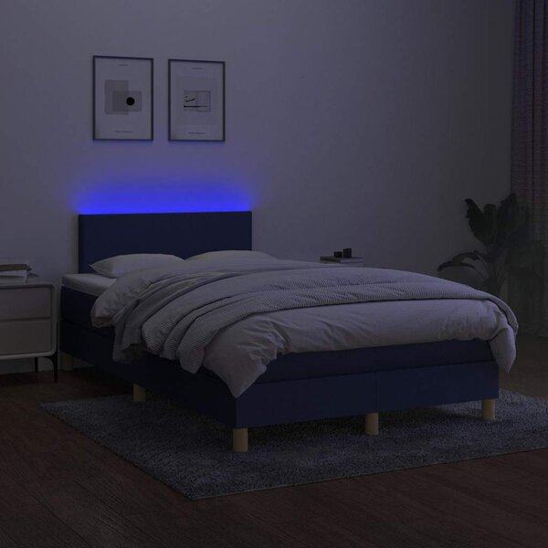 Box spring postel s matrací a LED modrá 120 x 200 cm textil 3133547