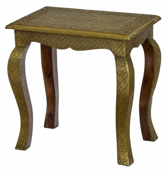 Stolička z palisandrového dřeva, mosazné kování, 48x33x49cm (0B)