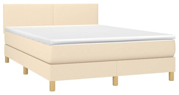 Box spring postel s matrací a LED krémová 140x190 cm textil 3133554
