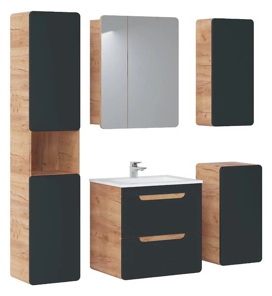 Comad Závěsná koupelnová skříňka se zrcadlem Aruba 841 2D dub craft zlatý
