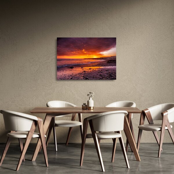 Skleněný obraz západu slunce u moře (70x50 cm)