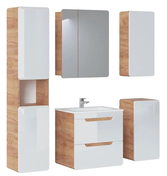 Comad Závěsná koupelnová skříňka se zrcadlem Aruba 841 2D dub craft zlatý
