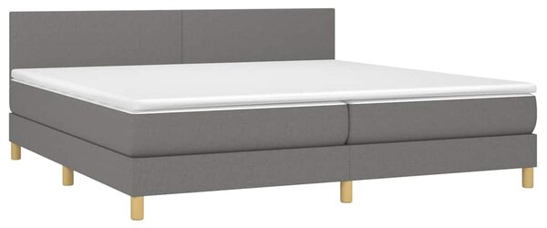 Box spring postel s matrací a LED tmavě šedá 200x200 cm textil 3133582