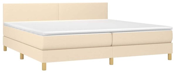 Box spring postel s matrací a LED krémová 200x200 cm textil 3133586