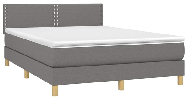 Box spring postel s matrací a LED tmavě šedá 140x200 cm textil 3133638