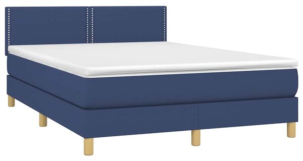 Box spring postel s matrací a LED modrá 140x200 cm textil 3133643