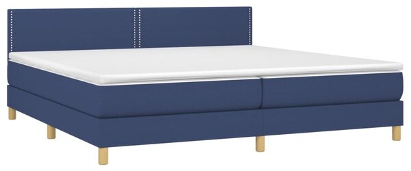 Box spring postel s matrací a LED modrá 200x200 cm textil 3133667