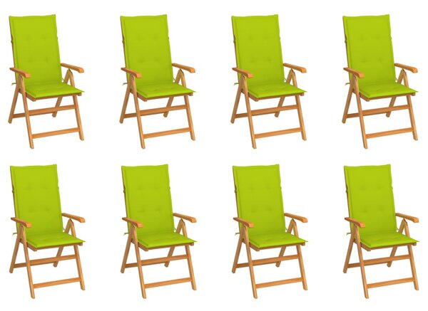 Polohovací zahradní židle s poduškami 8 ks masivní teak