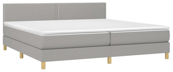 Box spring postel s matrací a LED světle šedá 200x200 cm textil 3133661
