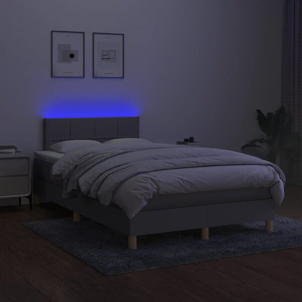 Box spring postel s matrací a LED světle šedá 120x200 cm textil 3133701