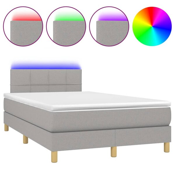 Box spring postel s matrací a LED světle šedá 120x200 cm textil 3133701