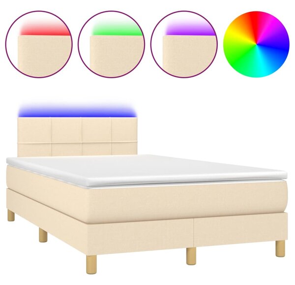 Box spring postel s matrací a LED krémová 120 x 200 cm textil 3133706